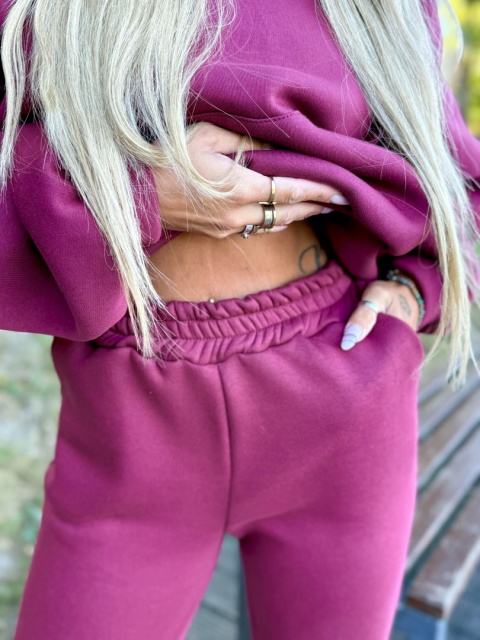 Ocieplany komplet dresowy z kapturem ROBINN I BORDO | one size