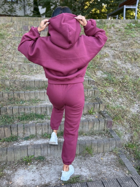 Ocieplany komplet dresowy z kapturem ROBINN I BORDO | one size