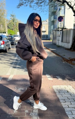 Ocieplany komplet dresowy z kapturem ROBINN I CZEKOLADA | one size