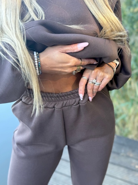 Ocieplany komplet dresowy z kapturem ROBINN I CZEKOLADA | one size