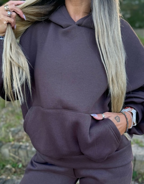 Ocieplany komplet dresowy z kapturem ROBINN I CZEKOLADA | one size