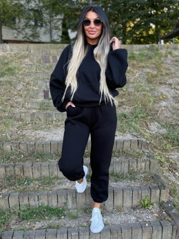 Ocieplany komplet dresowy z kapturem ROBINN I CZERŃ | one size