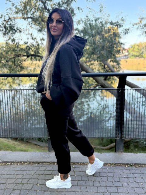 Ocieplany komplet dresowy z kapturem ROBINN I CZERŃ | one size