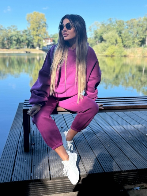 Ocieplany komplet dresowy z kapturem ROBINN I ŚLIWKA | one size