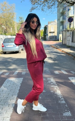 Oversize komplet dresowy z kapturem JOY I BORDO| one size