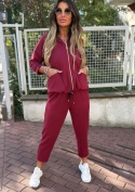 Oversize komplet dresowy z kapturem JOY I BORDO| one size