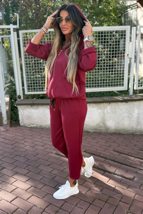 Oversize komplet dresowy z kapturem JOY I BORDO| one size