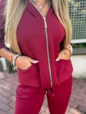 Oversize komplet dresowy z kapturem JOY I BORDO| one size