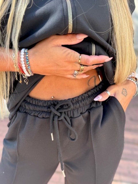 Oversize komplet dresowy z kapturem JOY I CZERŃ | one size