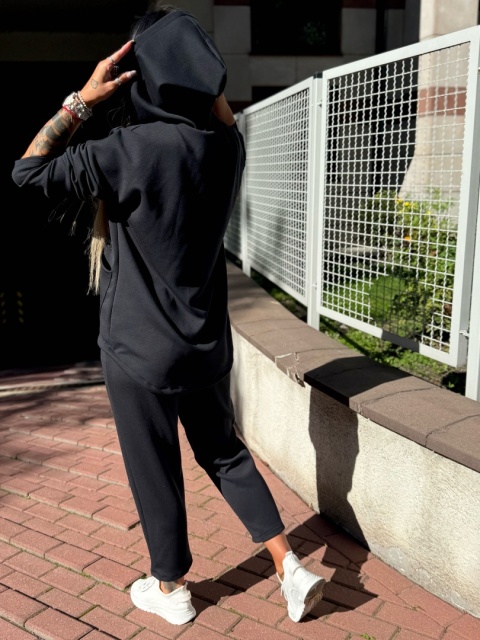 Oversize komplet dresowy z kapturem JOY I CZERŃ | one size