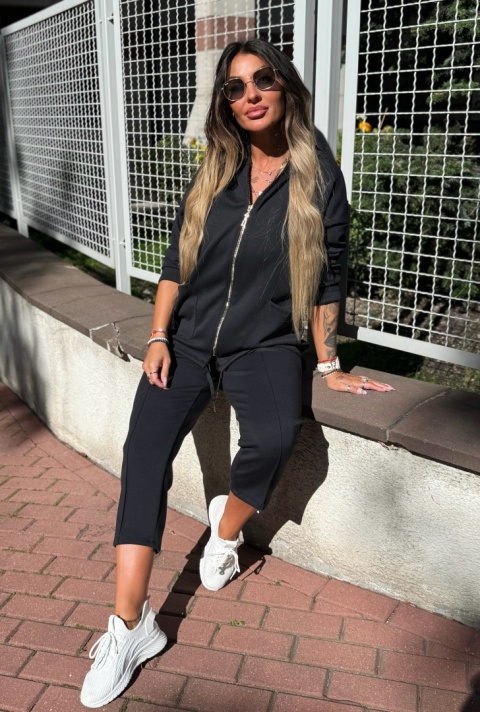 Oversize komplet dresowy z kapturem JOY I CZERŃ | one size