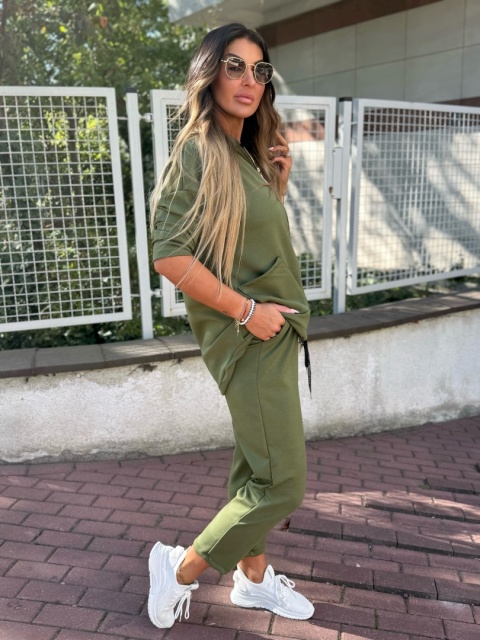 Oversize komplet dresowy z kapturem JOY I OLIWKA | one size