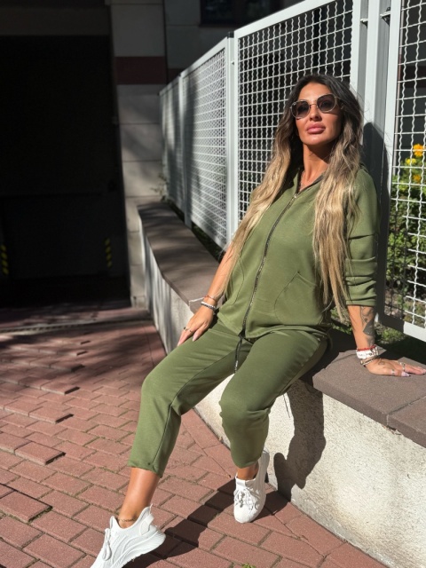 Oversize komplet dresowy z kapturem JOY I OLIWKA | one size