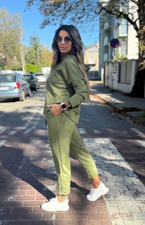 Oversize komplet dresowy z kapturem JOY I OLIWKA | one size
