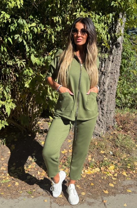 Oversize komplet dresowy z kapturem JOY I OLIWKA | one size