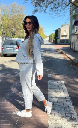 Oversize komplet dresowy z kapturem JOY I SZARY MELANŻ | one size