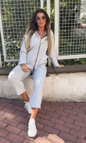 Oversize komplet dresowy z kapturem JOY I SZARY MELANŻ | one size