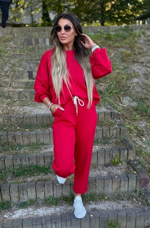 Oversize komplet dresowy MOVE I CZERWIEŃ | one size