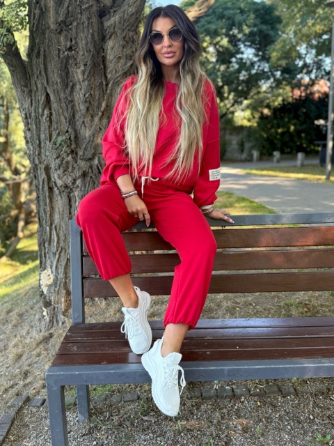 Oversize komplet dresowy MOVE I CZERWIEŃ | one size