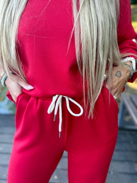 Oversize komplet dresowy MOVE I CZERWIEŃ | one size