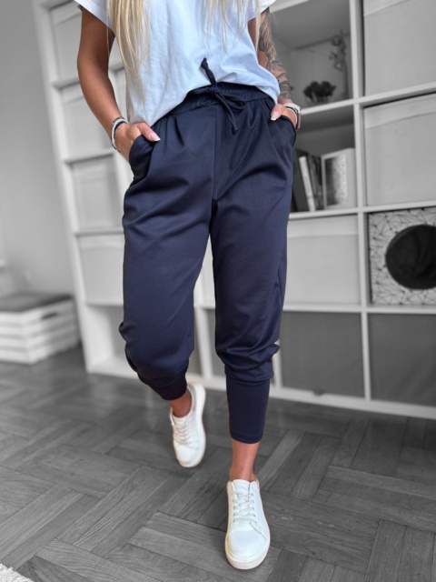 Sportowe Spodnie MICHAEL | z kieszeniami | szeroki ściągacz na nogawce | GRANAT | ONE SIZE