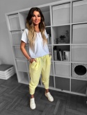 Sportowe Spodnie MICHAEL | z kieszeniami | szeroki ściągacz na nogawce | bananowy | ONE SIZE