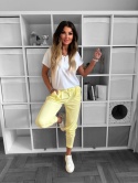 Sportowe Spodnie MICHAEL | z kieszeniami | szeroki ściągacz na nogawce | bananowy | ONE SIZE
