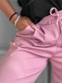 Sportowe Spodnie MICHAEL | z kieszeniami | szeroki ściągacz na nogawce | róż | ONE SIZE