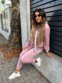 Welurowy komplet dresowy LANDON | brudny róż | rozmiar one size