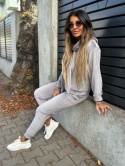 Welurowy komplet dresowy LANDON | jasny szary | rozmiar one size