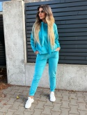 Welurowy komplet dresowy LANDON | turkus | rozmiar one size