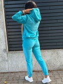 Welurowy komplet dresowy LANDON | turkus | rozmiar one size