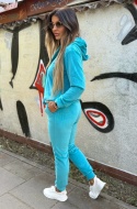 Welurowy komplet dresowy LANDON | turkus | rozmiar one size