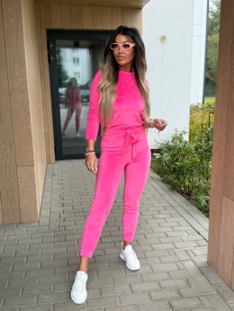 Welurowy komplet dresowy NATANIEL I różowy I kieszonka I one size