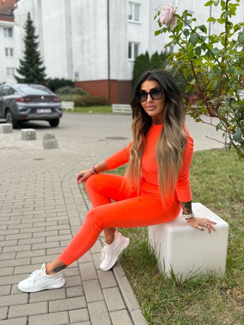 Welurowy komplet dresowy NATANIEL | neon | kieszonka I one size