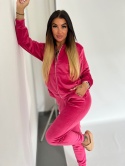 Welurowy komplet dresowy TIGUAN | fuksja | bluza na suwak | one size