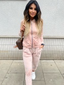 Welurowy komplet dresowy TIGUAN | pudrowy róż | bluza na suwak | one size