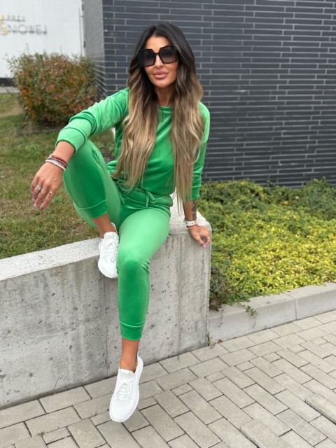 Welurowy komplet dresowy VITO I ciemna zieleń I one size