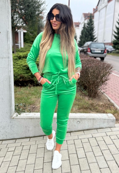 Welurowy komplet dresowy VITO I ciemna zieleń I one size