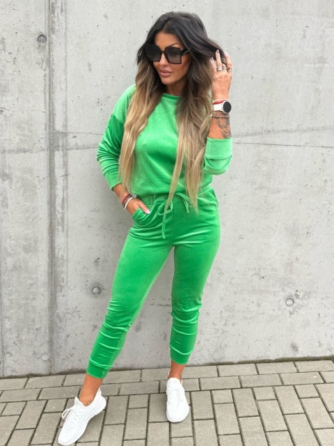 Welurowy komplet dresowy VITO I ciemna zieleń I one size