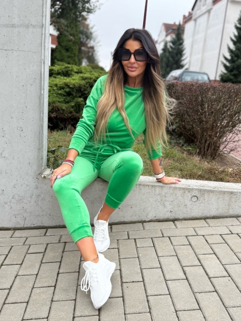 Welurowy komplet dresowy VITO I ciemna zieleń I one size