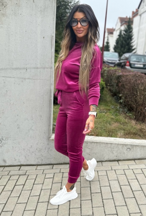 Welurowy komplet dresowy VITO I jagodowy I one size