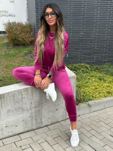 Welurowy komplet dresowy VITO I jagodowy I one size