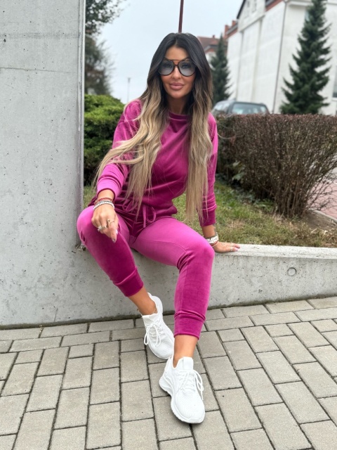 Welurowy komplet dresowy VITO I jagodowy I one size