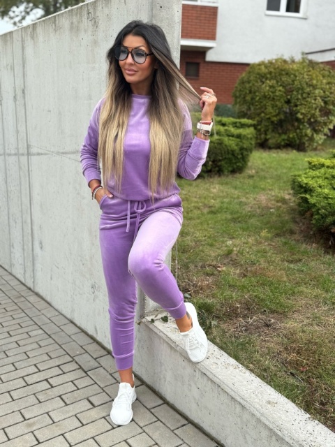 Welurowy komplet dresowy VITO I lila I one size