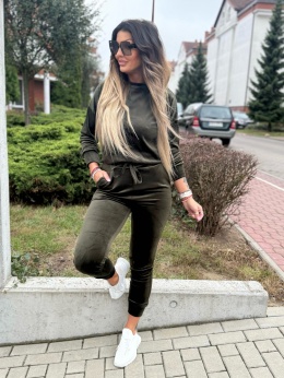 Welurowy komplet dresowy VITO I oliwkowy I one size