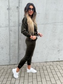 Welurowy komplet dresowy VITO I oliwkowy I one size