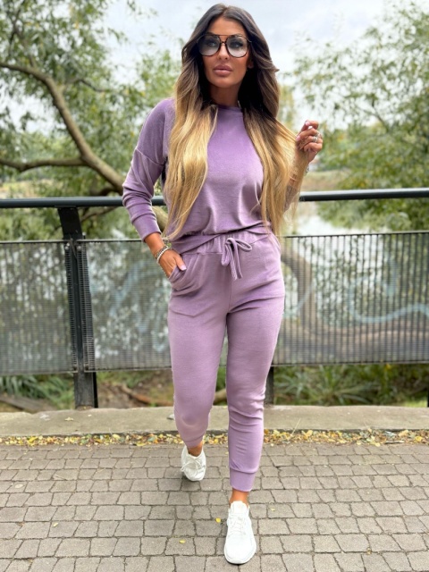 Welurowy komplet dresowy VITO | LAWENDA I one size