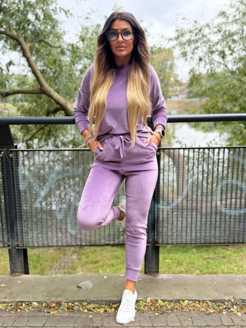 Welurowy komplet dresowy VITO | LAWENDA I one size