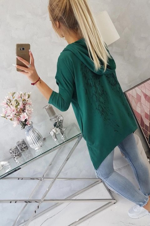 Bluza z nadrukiem skrzydeł zielona